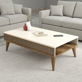 Hanah Home Milan Mesa de Centro Nogal y Crema